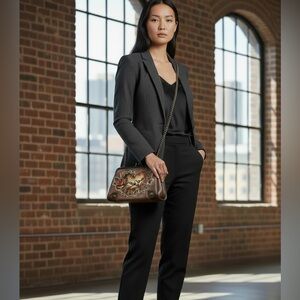 Isabella Fiore Heart In Chains Distressed Leather Clutch Shoulder Bag